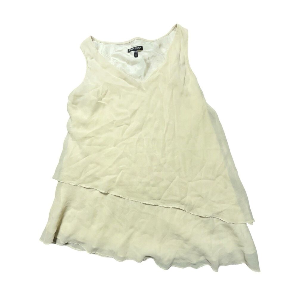 Eileen Fisher Tiered Silk Off White Womens XS